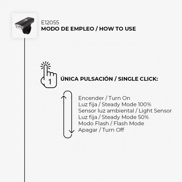 Luz delantera bicicleta con mando Eltin 350 Lúmenes