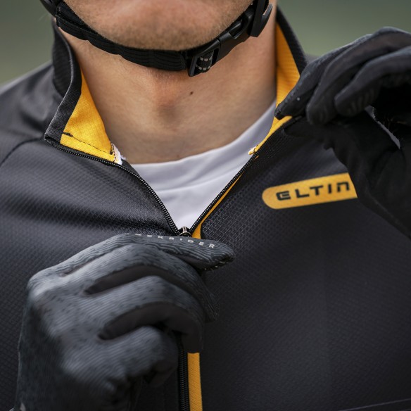 Maillot ciclismo Futurism negro y mostaza