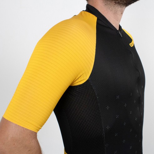 Maillot ciclismo Resistance negro y mostaza